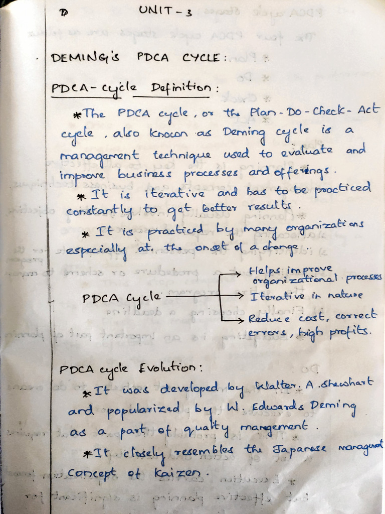 PDCA Cycle Class Notes | Download Free PDF | Problem Solving Skills ...
