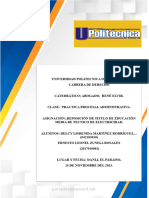 Escrito de Reposición de Titulo - Práctica Procesal Administrativa-Ernesto