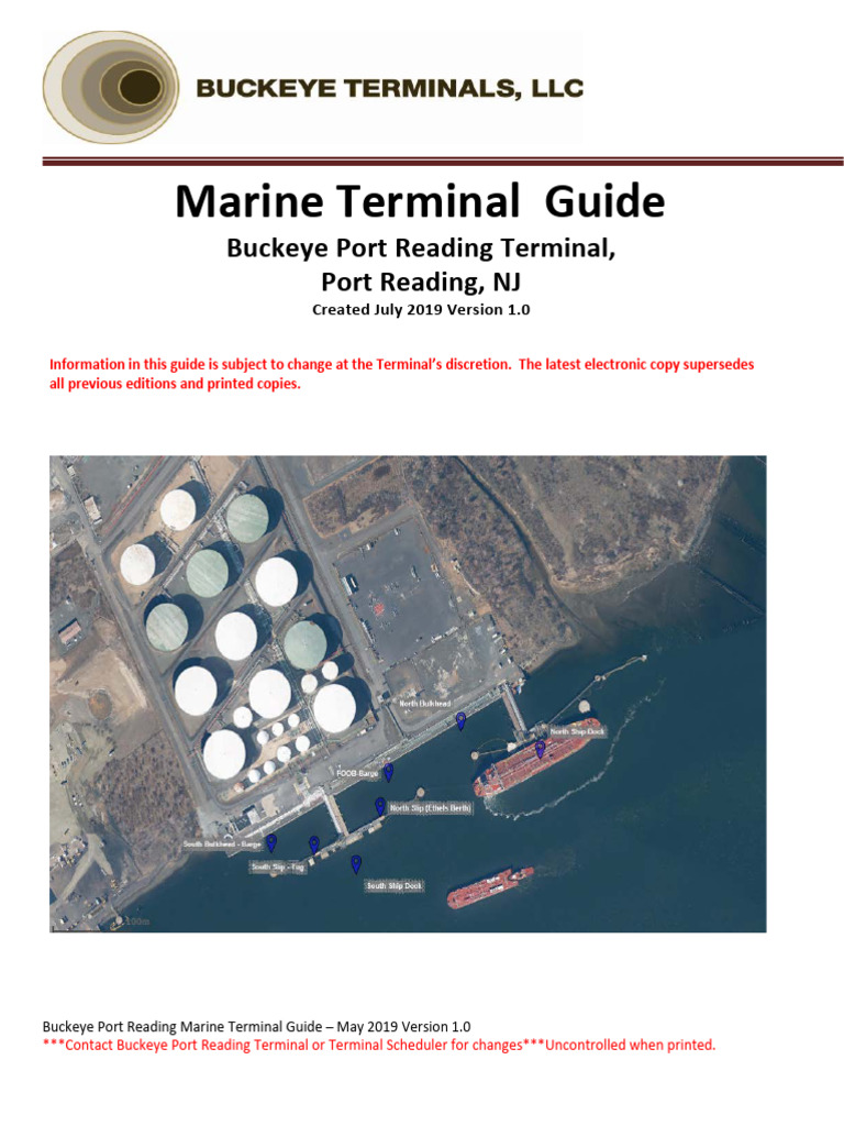 Buckeye Port Reading Marine Terminal Guide PDF Tugboat Maritime Pilot