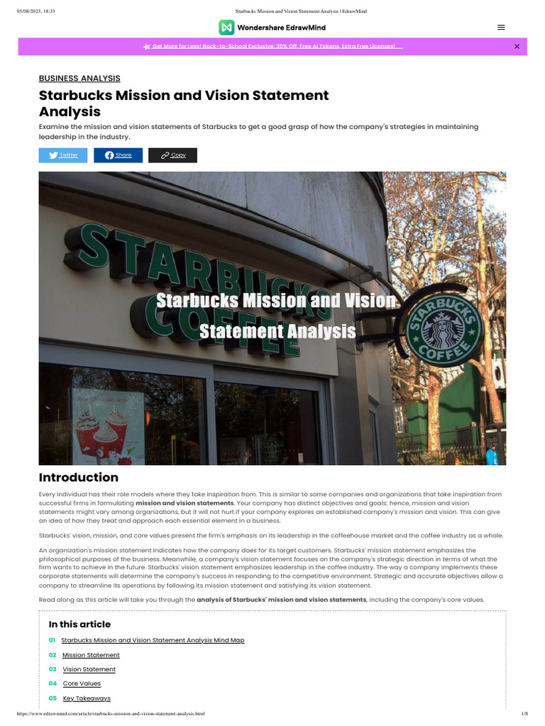 Starbucks Mission and Vision Statement Analysis EdrawMind PDF