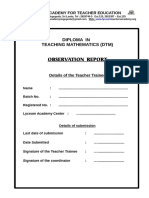 Observation Report 1st Page - DTM