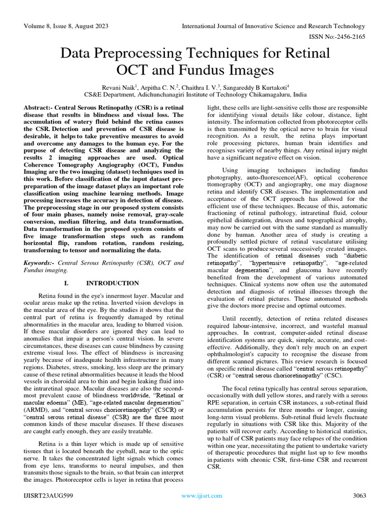 Data Preprocessing Techniques for Retinal OCT and Fundus Images | PDF ...