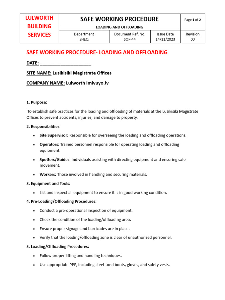 Loading and Offloading | PDF | Emergency Evacuation | Personal ...