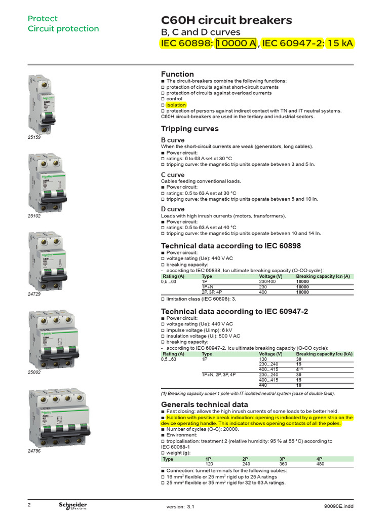 D11 C60H Circuit Breaker PDF Electronics Components