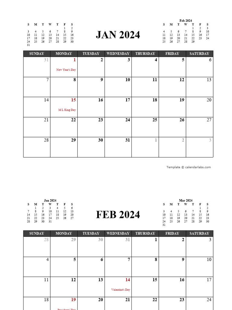 2024 Monthly Planner Template Word 1234 PDF Observances