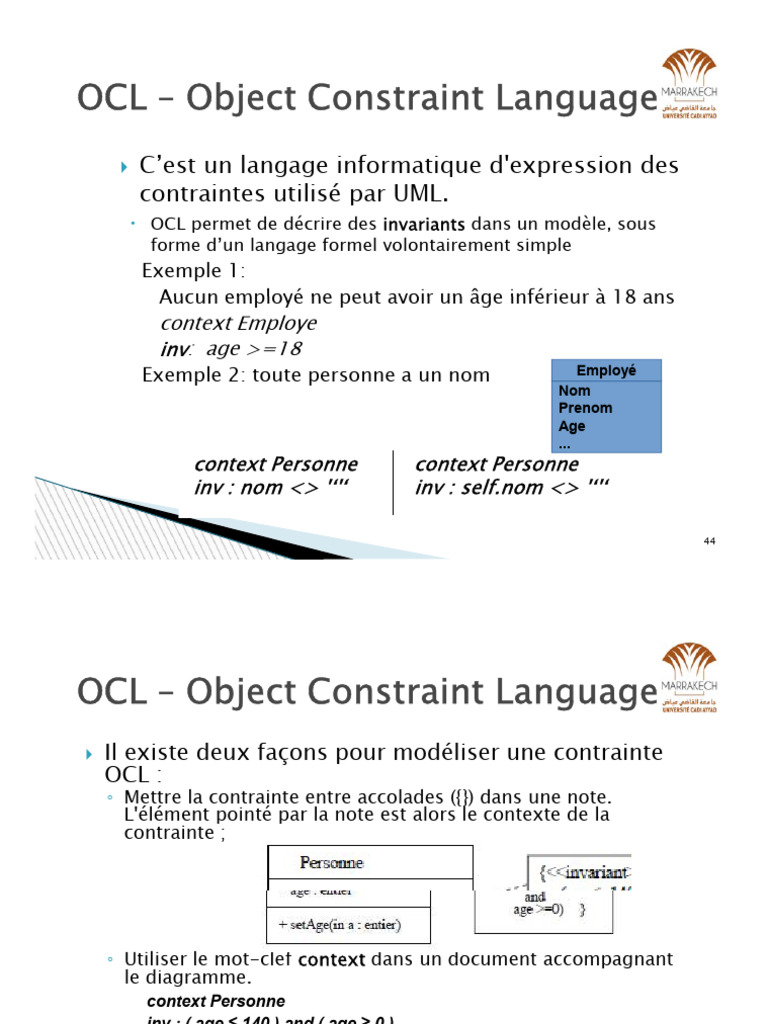 Introduction à l'Object Constraint Language | PDF | Modèle de données ...
