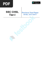 SSC CHSL Tier-I Exam 2022 Official Paper (Held On - 09 March, 2023 Shift 1) (English)