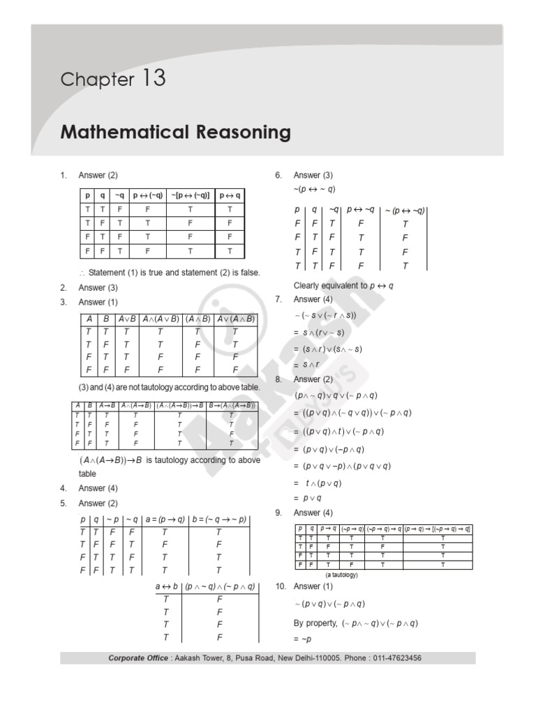 Class 12 Mathematical Reasoning Notes | PDF | Semiotics ...