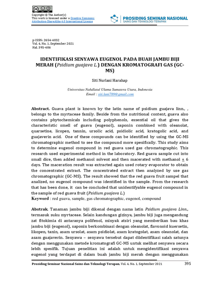Harahap s n 2021--Identifikasi Senyawa Eugenol Pada Buah Jambu Biji ...
