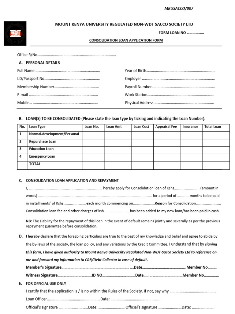 CONSOLIDATION LOAN APPLICATION FORM AND AGREEMENTReviewed PDF