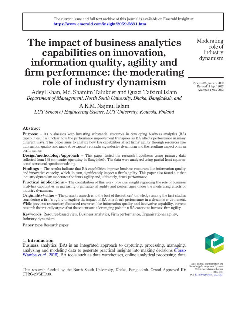 The Impact of Business Analytics Capabilities On Innovation ...