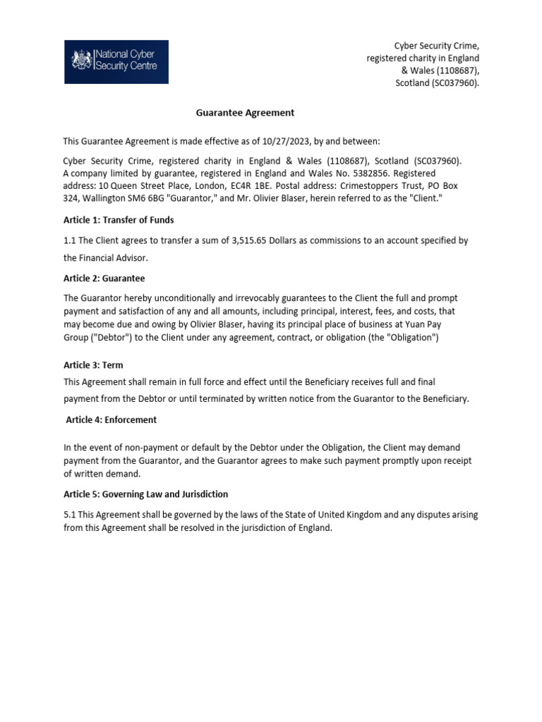 Guarantee Agreement Overview | PDF | Finance & Money Management