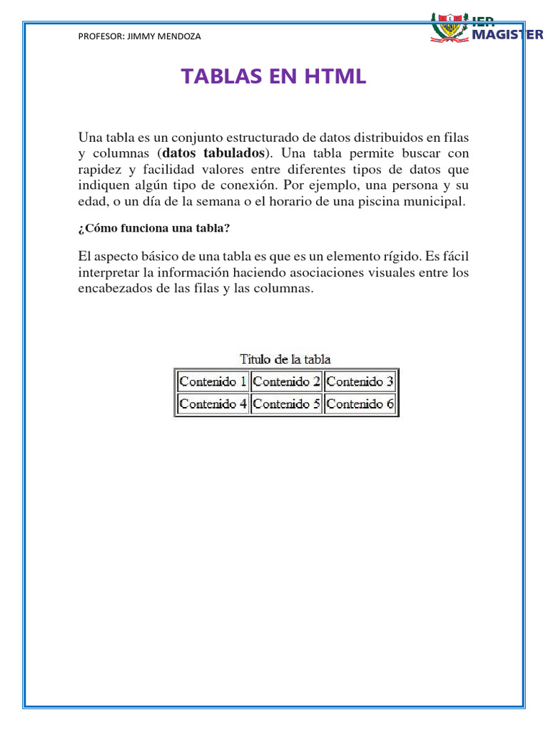 Tablas en HTML PDF