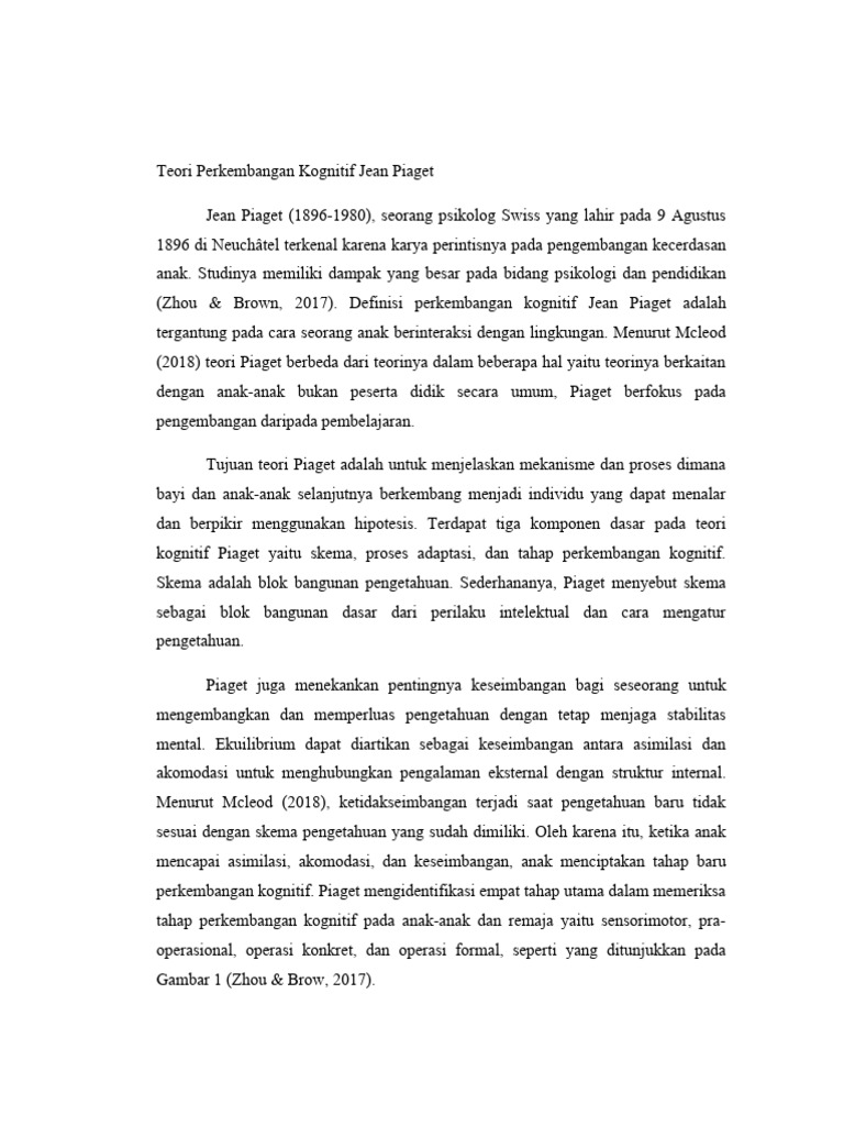 Teori Kognitif Piaget Dan Pembelajaran Anak Pdf Karier