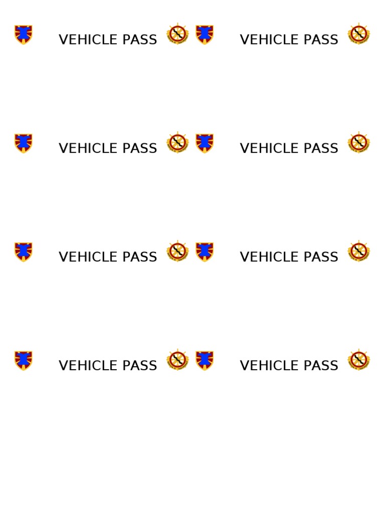 Vehicle Pass Information Document | PDF
