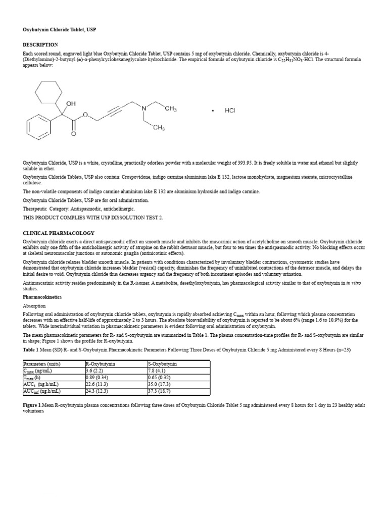 Oxybutynin chloride tablet usp pdf pharmacokinetics diseases and