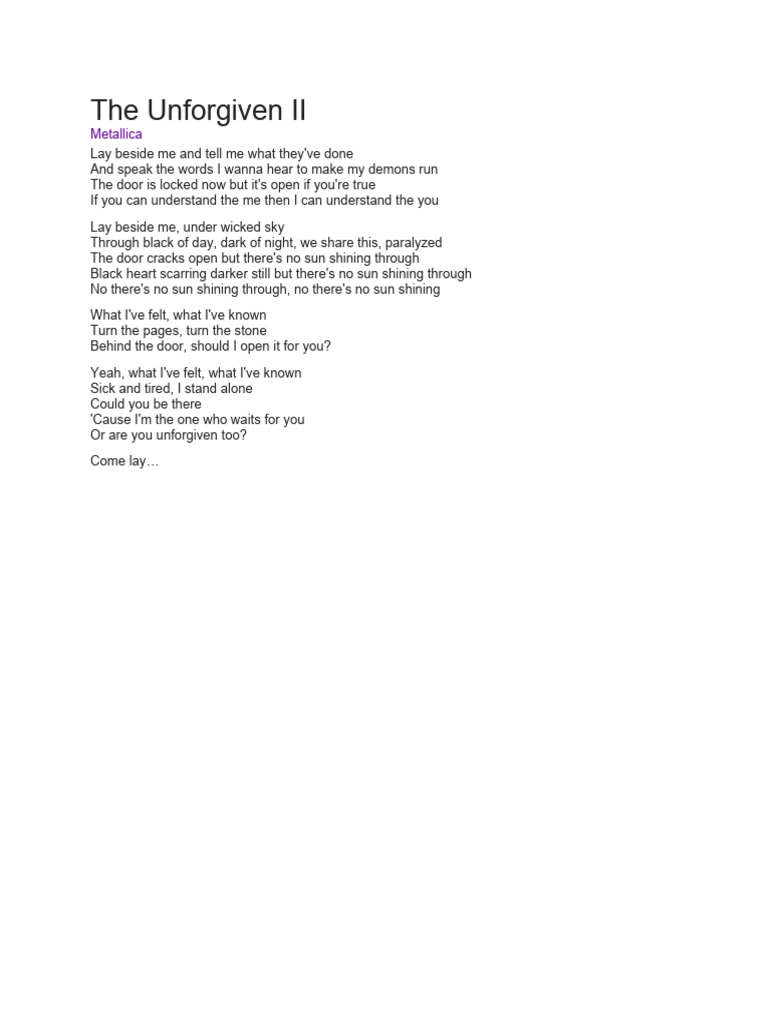 "The Unforgiven II Lyrics Analysis" | PDF