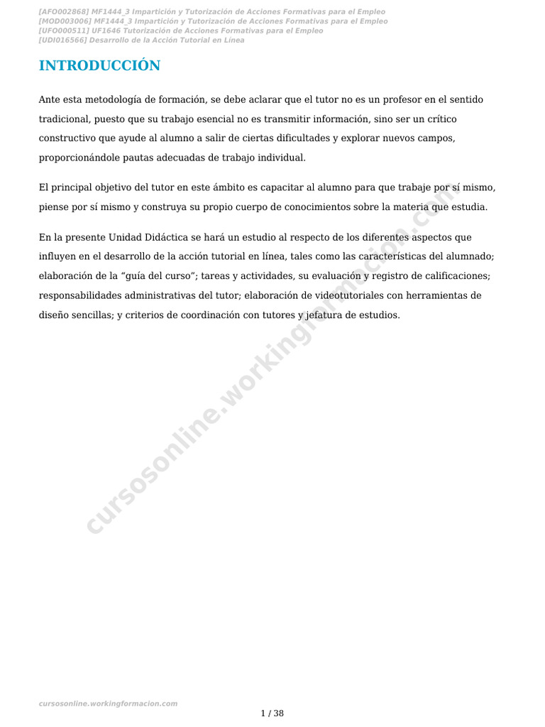 Desarrollo de la acci n tutorial en l nea pdf evaluaci n maestros
