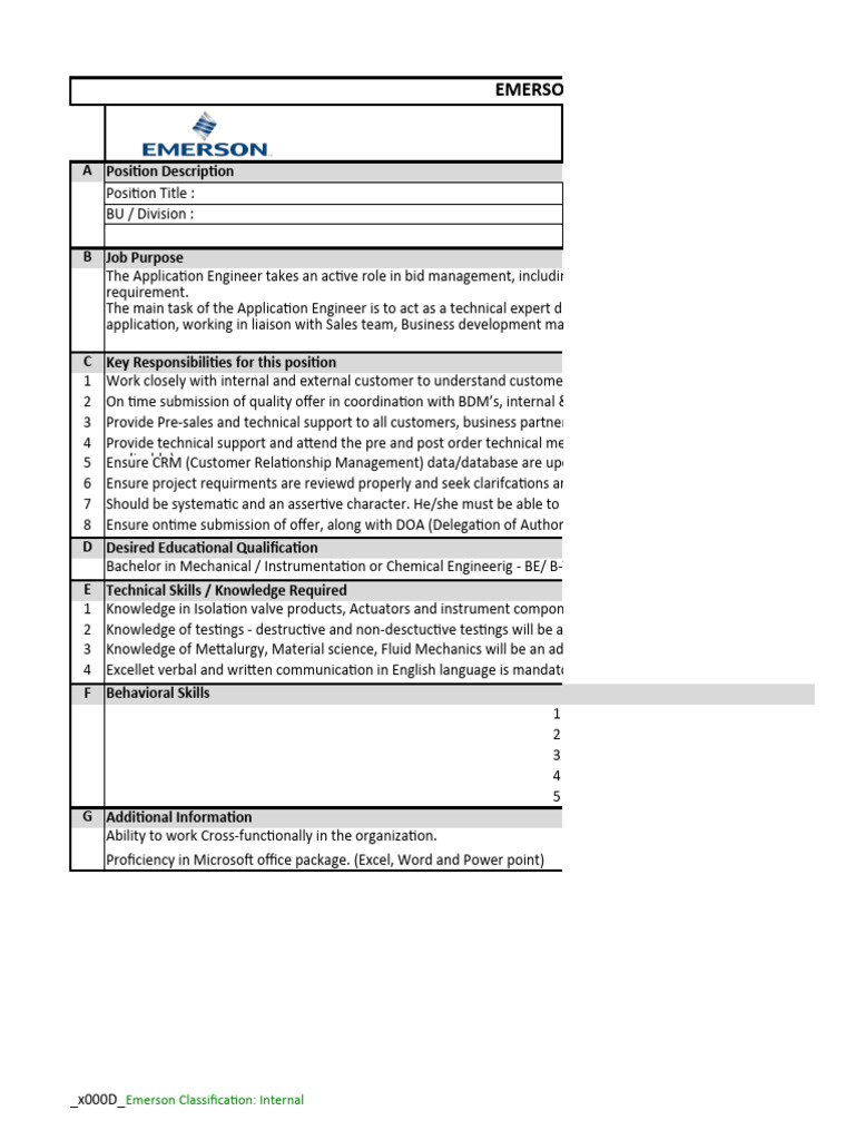 Job DescriptionGET Application Engineer Emerson PDF Customer