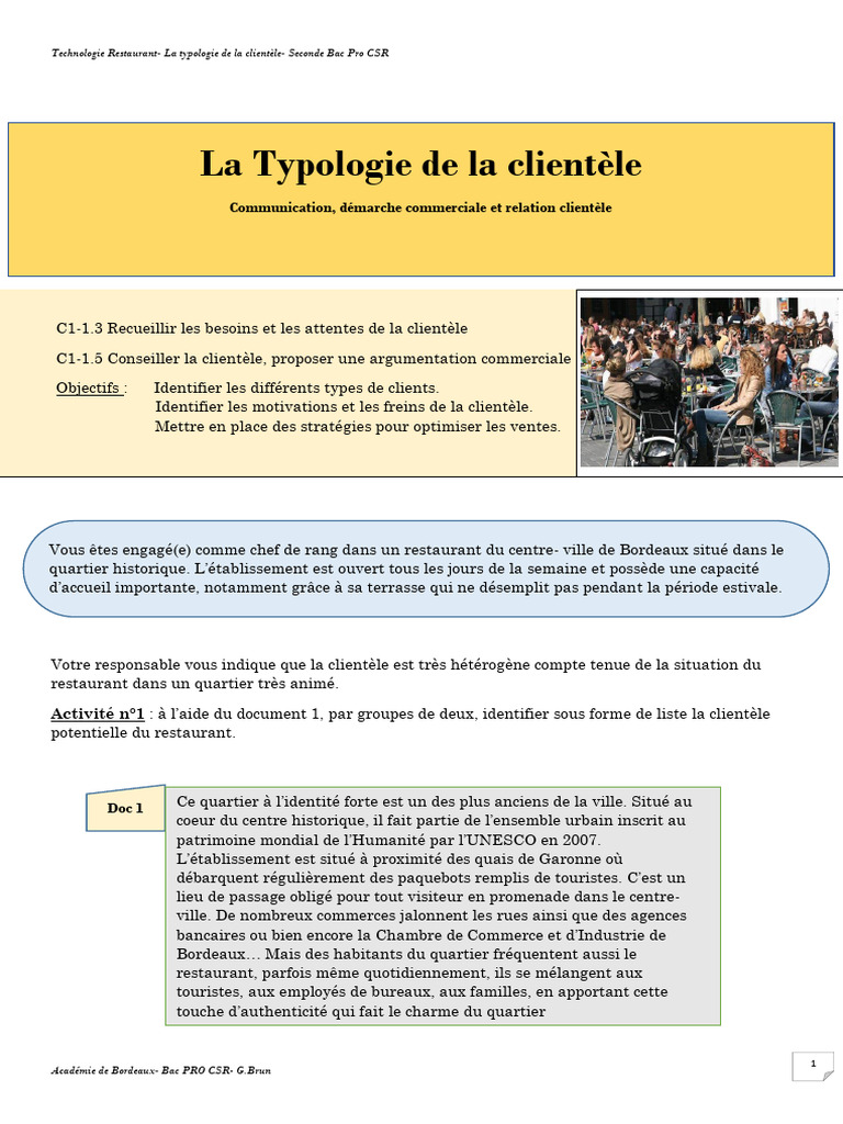 Typologie de la clientèle en restauration | PDF | Restaurants