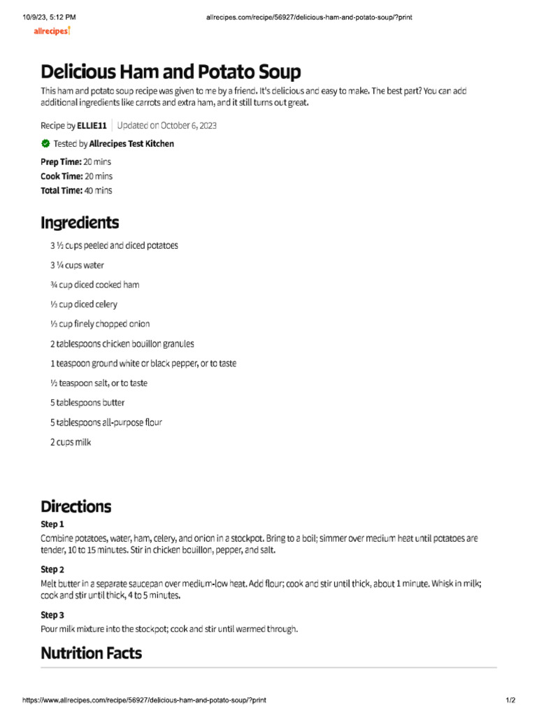 Ham and Potato Soup PDF