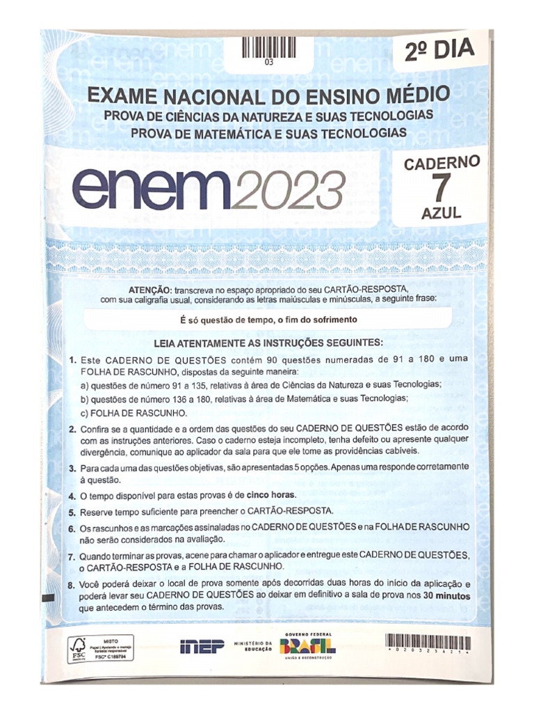 Enem 2023 - Caderno de Questões Da Prova Azul Do 2º Dia | PDF