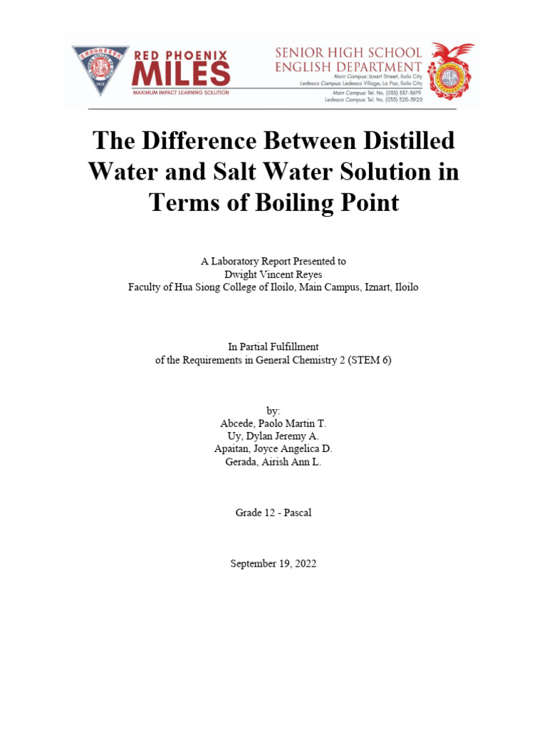 The Difference Between Distilled Water and Salt Water Solution in Terms