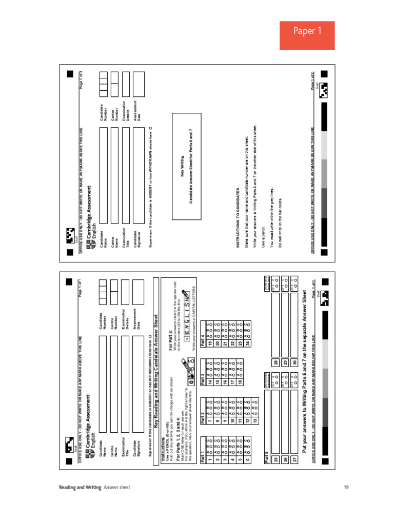 Answersheet ket reading pdf