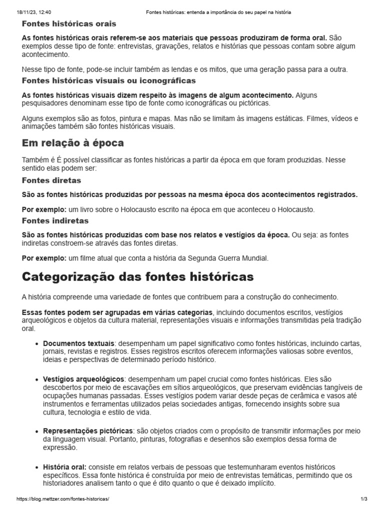 Fontes Históricas - Entenda A Importância Do Seu Papel Na História ...