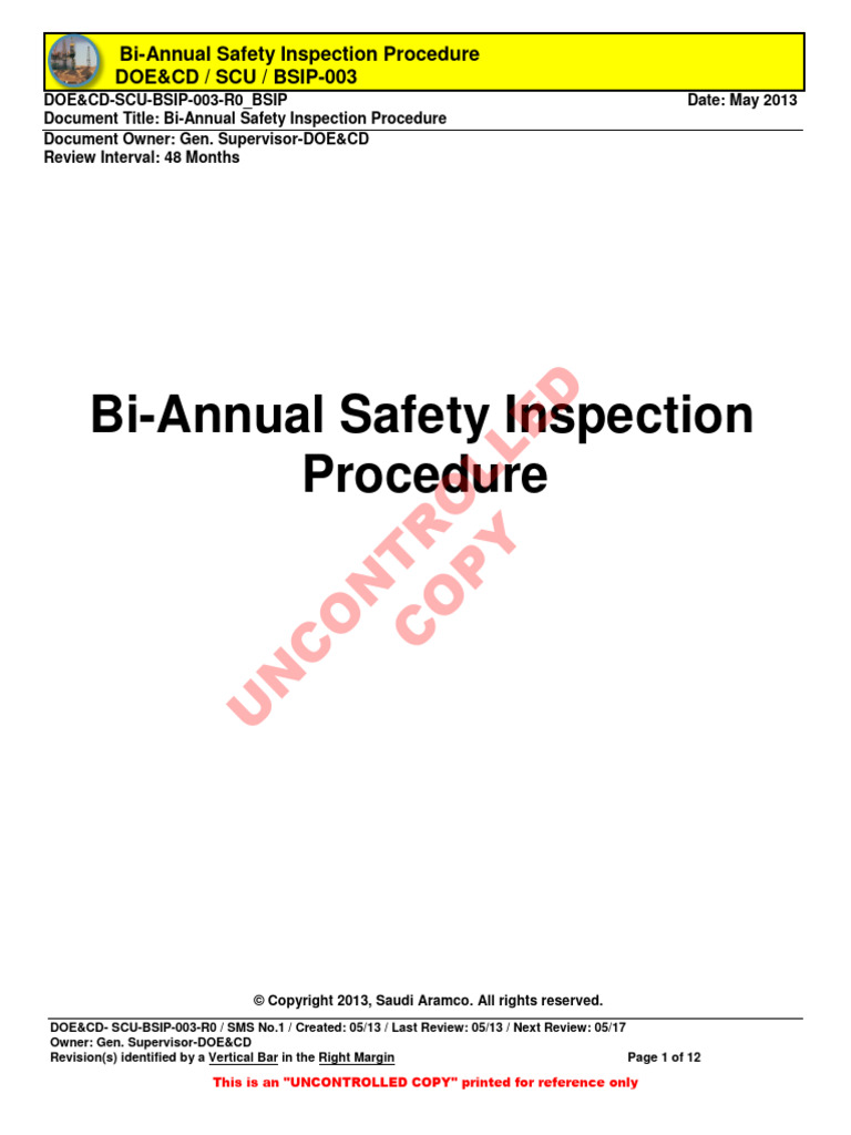 BASIP - Bi-Annual Safety Inspection Procedure | PDF