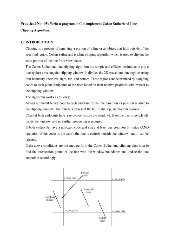 Practical No 05:: Write A Program in C To Implement Cohen Sutherland ...