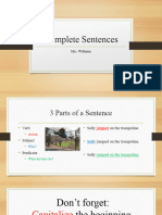 Complete Sentences: Mrs. Williams