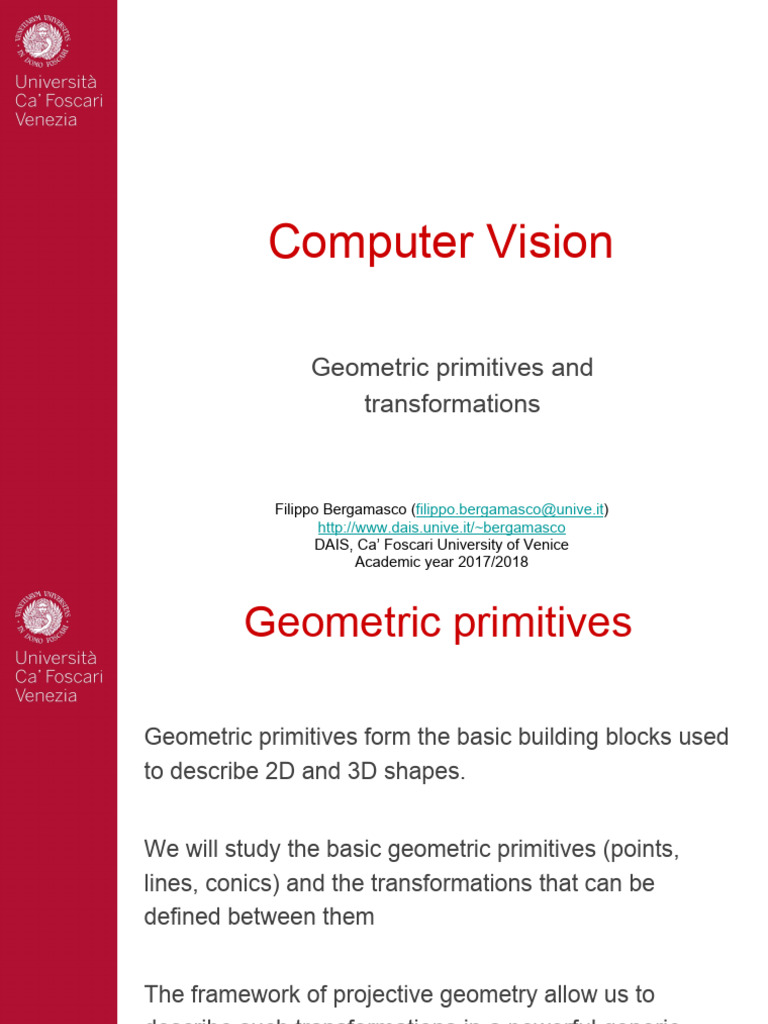 Geometric Primitives in Computer Vision | PDF | Line (Geometry ...