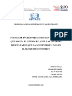 Fuente de Ingreso Que Influyen en El Pais Que No Sea El Petroleo Ante Las Diversas Dificultades Que Ha Sostenido El Pais en El Bloqueo Economico