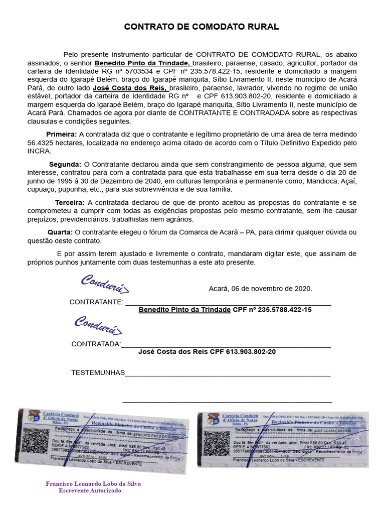 Contrato de Comodato Rural | PDF | Brasil