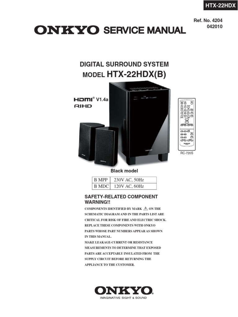 Onkyo HTX-22HDX Service Manual | PDF | Digital Signal Processing