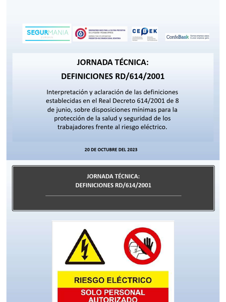Definiciones Clave RD/614/2001 | PDF | Cableado eléctrico | voltaje