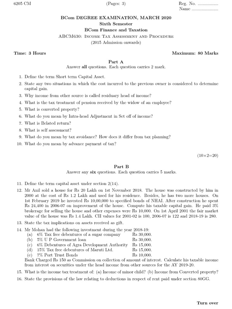 Tax Assessment and Procedure 1 PDF Capital Gain Taxes