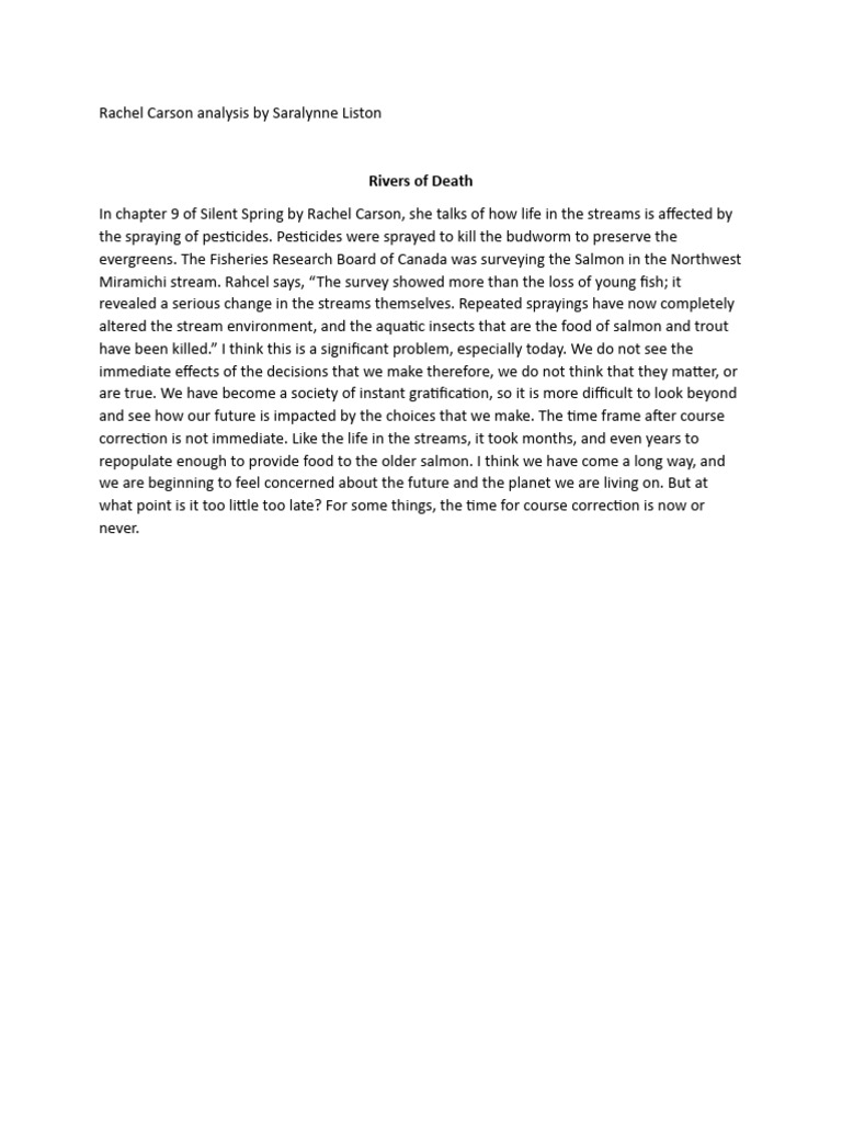 Ss - Rachel Carson Silent Spring Summary | PDF | Wellness | Religion ...