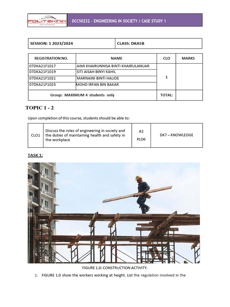 Case Study 1 Engineering Of Sosity Pdf Occupational Safety And
