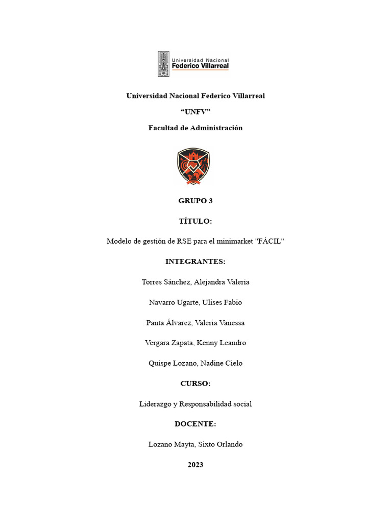 Modelo De Gestion De Rse Minimarket Facil Grupo3 Word Final