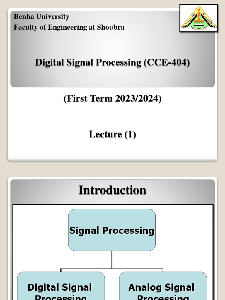 DSP - Lec1 - 241 - Credit | PDF | Discrete Time And Continuous Time ...