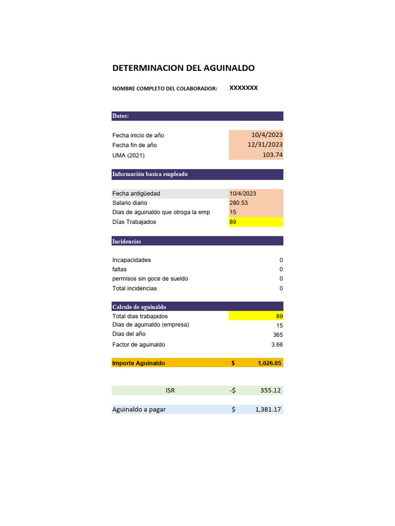 Calculadora de Aguinaldo Yosmar PDF