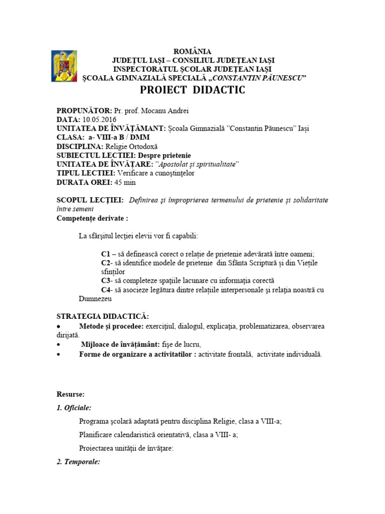 Cls VIII Prietenie Test | PDF