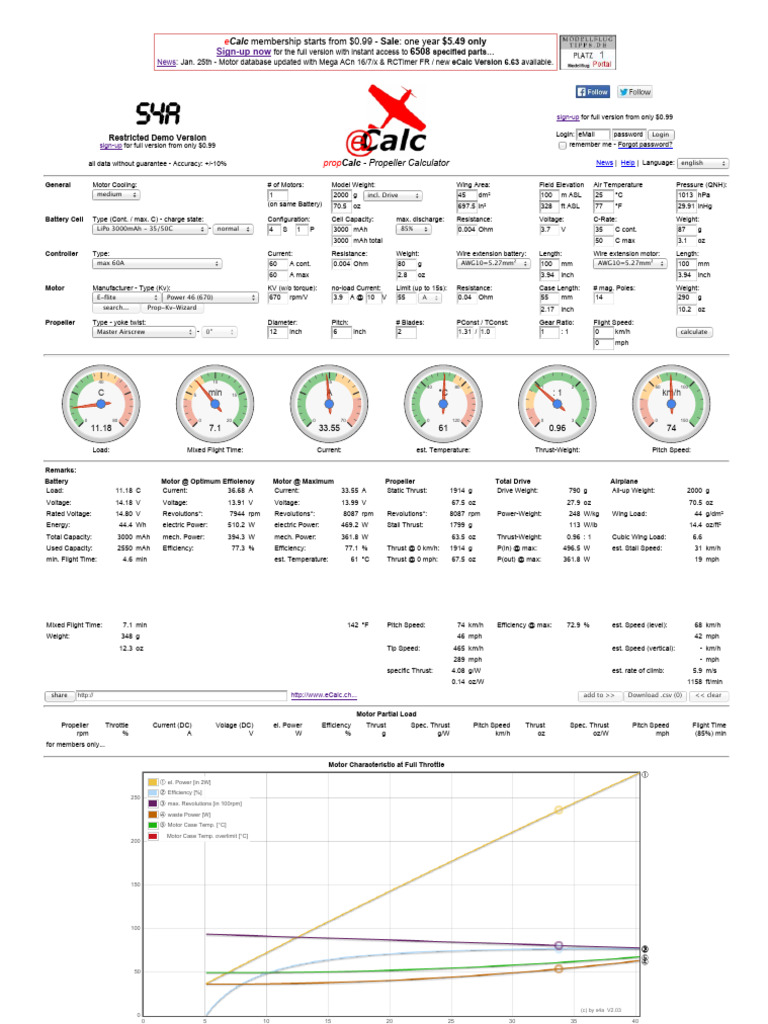 ECalc LiPo 12x6 | PDF | Electricity | Mechanical Engineering