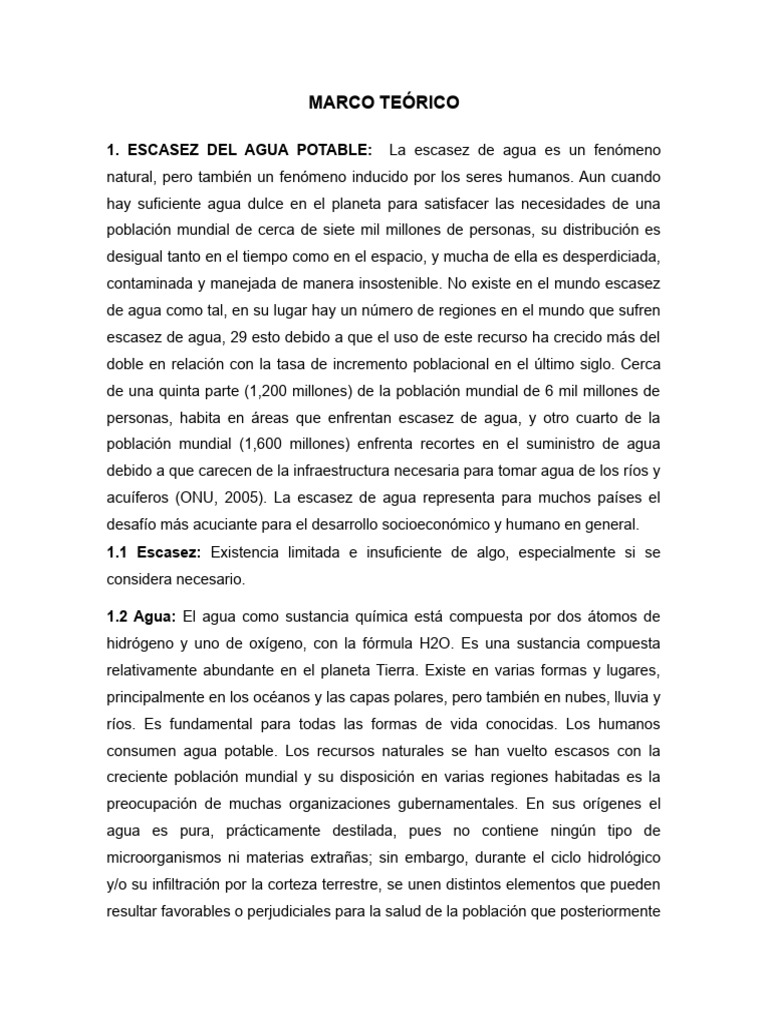 Escasez Del Agua Potable Pdf Agua Agua Potable