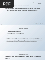 Is Consumer Perception Relevant Criteria For Determining Descriptiveness of A Trademark Under The Trademarks Act