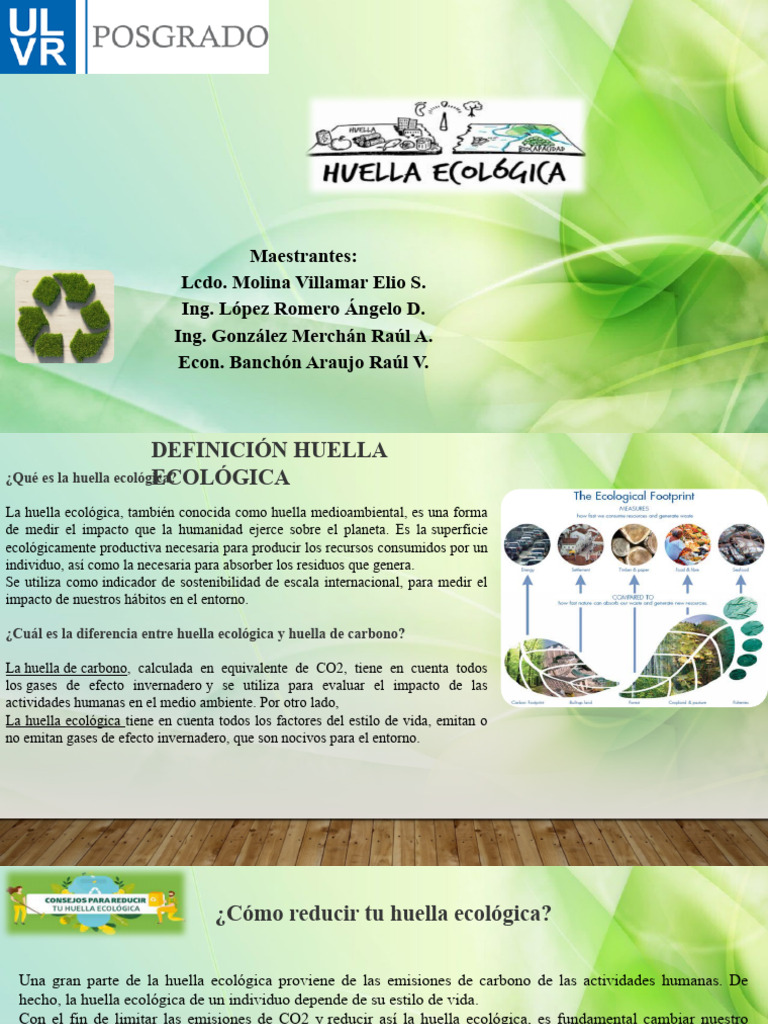 Huella Ecológica: Impacto y Reducción | PDF | Residuos | Entorno natural
