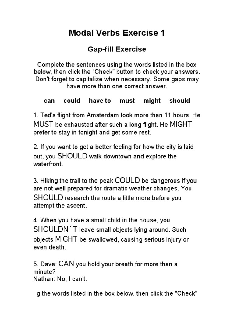 Modal Verbs Exercise Evaluation Pdf Lottery