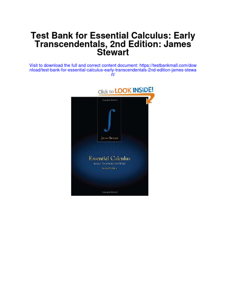 Test Bank For Essential Calculus Early Transcendentals 2nd Edition